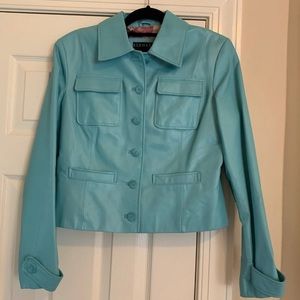 Bernardo Sea Blue Leather Jacket